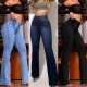 2025 European and American jeans on Amazon AliExpress. Cross-border elastic waistband, high-waisted, stretchy, slim-fit, slightly flared, hip-lifting denim trousers from the US.