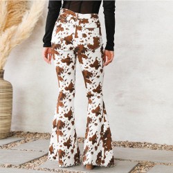 Factory Direct 2023 New European and American Women's Jeans, White Background Print, Brown High-Waisted, Flared, In-Stock Wholesale Factory Direct 2023 New European and American Women's Jeans, White Background Print, Brown High-Waisted, Flared, In-Stock Wholesale