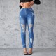 Amazon European and American Cross-border Ripped Jeans for Women, 2025 Spring/Summer New Slimming, Hip-lifting Skinny Pants, High-waisted, In Stock