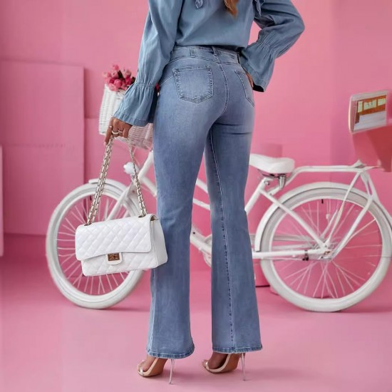 Amazon Cross-Border European and American 2024 Spring/Summer New Flared Jeans for Women: Stylish and Elegant Commuter Casual Pants