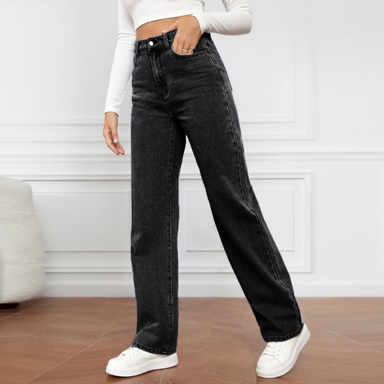 2025 new cross-border European and American high-waisted washed women's jeans, Amazon's fashionable and versatile long straight-leg pants. 2025 new cross-border European and American high-waisted washed women's jeans, Amazon's fashionable and versatile long straight-leg pants.