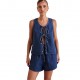 Independent cross-border European and American style summer fashion casual sleeveless tie-down high-waisted women's vest denim shorts set Independent cross-border European and American style summer fashion casual sleeveless tie-down high-waisted women's vest denim shorts set