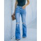 Factory direct sales: American-style flared women's stretch jeans, high-waisted, slimming, 2023 new foreign trade ripped jeans Factory direct sales: American-style flared women's stretch jeans, high-waisted, slimming, 2023 new foreign trade ripped jeans