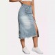 New Spring/Summer New Cross-Border American Retro Denim Skirt for Women, Fashionable Slit-Spliced Midi A-Line Skirt New Spring/Summer New Cross-Border American Retro Denim Skirt for Women, Fashionable Slit-Spliced Midi A-Line Skirt