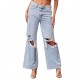 2025 European and American Knee-Ripped Jeans for Women, High-Waisted, Long, Wide-Leg, Light-Washed Casual Pants 2025 European and American Knee-Ripped Jeans for Women, High-Waisted, Long, Wide-Leg, Light-Washed Casual Pants