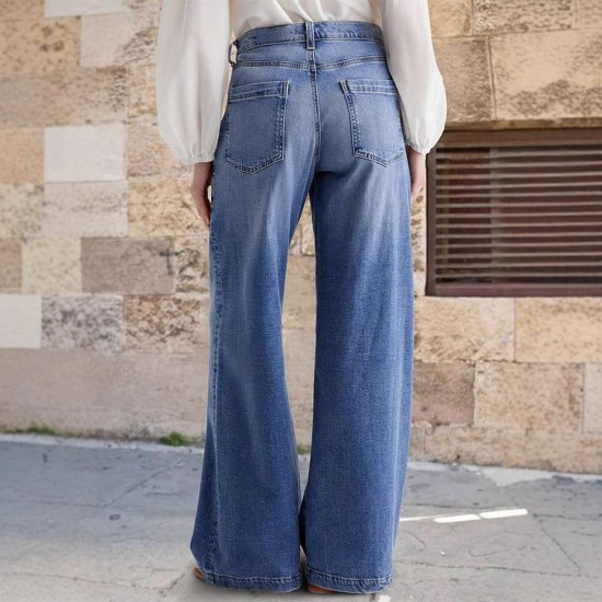 20 25 Spring New European and American Cross-Border Retro Wide-Leg Jeans for Women, Embroidered Stretch Straight-Leg Casual Pants 20 25 Spring New European and American Cross-Border Retro Wide-Leg Jeans for Women, Embroidered Stretch Straight-Leg Casual Pants