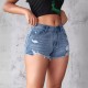 Amazon European and American Cross-border Ripped Denim Shorts for Women, High-waisted, Slim Fit, Streetwear, Raw-edge Shorts, In Stock Amazon European and American Cross-border Ripped Denim Shorts for Women, High-waisted, Slim Fit, Streetwear, Raw-edge Shorts, In Stock