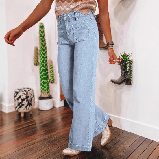 European and American Cross-Border Amazon Spring 2025 New Dark Blue High-Waisted Wide-Leg Jeans for Women, Fashionable Retro Straight-Leg Pants European and American Cross-Border Amazon Spring 2025 New Dark Blue High-Waisted Wide-Leg Jeans for Women, Fashionable Retro Straight-Leg Pants