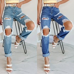 Factory Direct American Straight-Leg Women's Jeans High-Waisted Slimming 2022 New European Imported Foreign Trade Ripped Jeans Factory Direct American Straight-Leg Women's Jeans High-Waisted Slimming 2022 New European Imported Foreign Trade Ripped Jeans