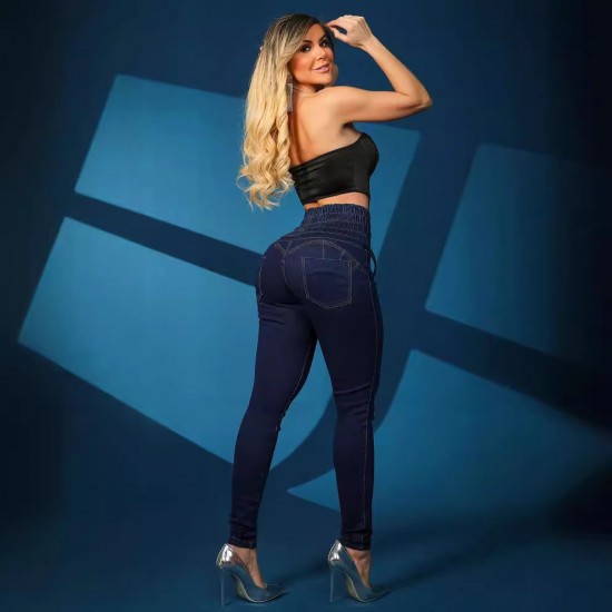 Factory direct cross-border 2025 new strappy slim-fit skinny jeans for women, high-waisted, slimming, hip-lifting trousers in stock Factory direct cross-border 2025 new strappy slim-fit skinny jeans for women, high-waisted, slimming, hip-lifting trousers in stock