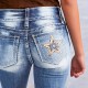 AliExpress cross-border European and American 2025 spring new embroidered jeans for women, high-quality straight-leg slim stretch trousers.