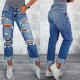 Factory direct sales: 2025 new cross-border women's ripped jeans with pockets, slimming, European straight-leg pants