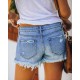 2025 trendy European and American buttoned printed patch denim shorts for women, cross-border trade ripped tassel hot pants wholesale. 2025 trendy European and American buttoned printed patch denim shorts for women, cross-border trade ripped tassel hot pants wholesale.