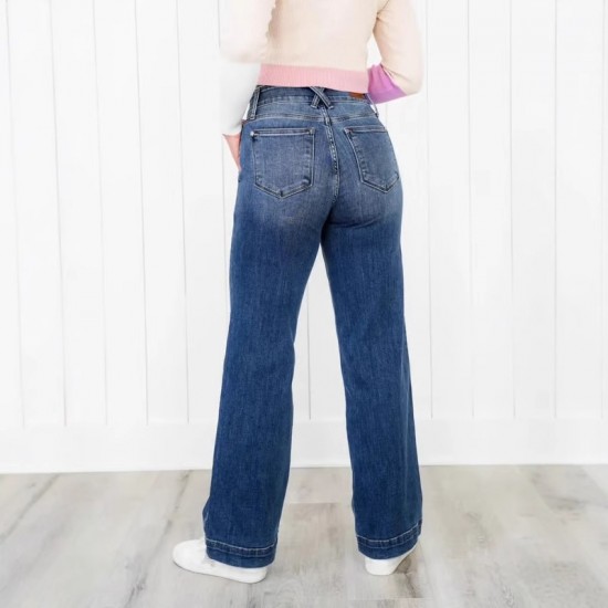 European and American Cross-Border New Amazon 20 Spring 2025 new blue washed straight-leg elegant jeans for women European and American Cross-Border New Amazon 20 Spring 2025 new blue washed straight-leg elegant jeans for women