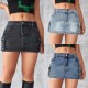 European and American cross-border 2025 new denim skirt for women, summer retro, stretch, slim-fit, workwear, pocket shorts.