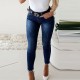 Factory direct cross-border European and American slim-fit jeans for women, butterfly-embellished, beaded slit skinny pencil pants Factory direct cross-border European and American slim-fit jeans for women, butterfly-embellished, beaded slit skinny pencil pants