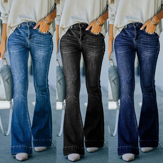 2022 autumn new multi-color women's jeans, European and American cross-border retro high-waisted, stretch flared pants, high-waisted, slimming 2022 autumn new multi-color women's jeans, European and American cross-border retro high-waisted, stretch flared pants, high-waisted, slimming