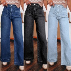 European and American Cross-Border Amazon Spring 2025 New Dark Blue High-Waisted Wide-Leg Jeans for Women, Fashionable Retro Straight-Leg Pants European and American Cross-Border Amazon Spring 2025 New Dark Blue High-Waisted Wide-Leg Jeans for Women, Fashionable Retro Straight-Leg Pants