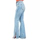 Factory direct sales of 2025 new cross-border European and American women's jeans, high-waisted, ripped, slightly flared, slit pants Factory direct sales of 2025 new cross-border European and American women's jeans, high-waisted, ripped, slightly flared, slit pants