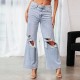 2025 European and American Knee-Ripped Jeans for Women, High-Waisted, Long, Wide-Leg, Light-Washed Casual Pants 2025 European and American Knee-Ripped Jeans for Women, High-Waisted, Long, Wide-Leg, Light-Washed Casual Pants