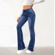 Factory Direct 2025 European and American Cross-Border Elegant Commuter Jeans for Women, Washed, Slimming, Flared Pants