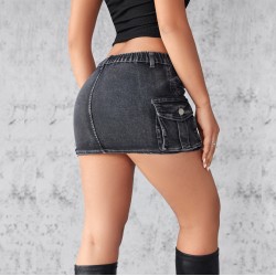 European and American cross-border 2025 new denim skirt for women, summer retro, stretch, slim-fit, workwear, pocket shorts. European and American cross-border 2025 new denim skirt for women, summer retro, stretch, slim-fit, workwear, pocket shorts.