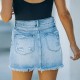 Factory direct sales: 2023 European and American hip-hugging denim skirt, cross-border comfortable and casual ripped A-line skirt with raw edges