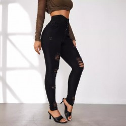 2025 New European and American Cross-Border Super High-Waisted Ripped Jeans: Tight-Leg Slimming Skinny Pants for Women 2025 New European and American Cross-Border Super High-Waisted Ripped Jeans: Tight-Leg Slimming Skinny Pants for Women