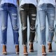 Factory direct sales: 2025 new washed ripped tassel women's jeans, European and American slim-fit stretch skinny jeans, wholesale Factory direct sales: 2025 new washed ripped tassel women's jeans, European and American slim-fit stretch skinny jeans, wholesale