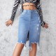 2025 Summer European and American Denim Skirt for Women, Washed Irregular Ripped Fringed Midi Skirt, High-Waisted Distressed 2025 Summer European and American Denim Skirt for Women, Washed Irregular Ripped Fringed Midi Skirt, High-Waisted Distressed