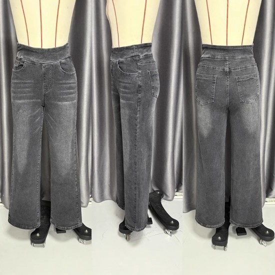 2025 American water Washed long wide-leg women's trousers, new multi-color slim straight-leg denim pants in stock.