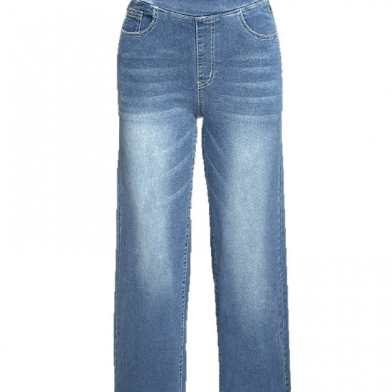 2025 American water Washed long wide-leg women's trousers, new multi-color slim straight-leg denim pants in stock.