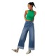 2025 Spring new European and American cross-border fashionable high-waisted straight-leg jeans with cuffed hems for women, casual wide-leg pants.