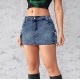European and American cross-border 2025 new denim skirt for women, summer retro, stretch, slim-fit, workwear, pocket shorts.