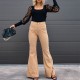 Factory Direct Cross-Border European and American 2025 Spring and Autumn Women's Solid Color Mid-Rise Slim Flared Corduroy Casual Pants Factory Direct Cross-Border European and American 2025 Spring and Autumn Women's Solid Color Mid-Rise Slim Flared Corduroy Casual Pants