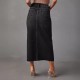 Amazon cross-border 2025 new slit denim skirt for women, high-waisted, washed American-style A-line midi skirt