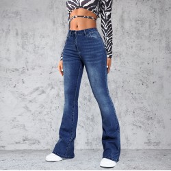 Factory direct sales, 2025 spring and summer new European and American cross-border washed jeans for women, slim-fitting, slightly flared pants Factory direct sales, 2025 spring and summer new European and American cross-border washed jeans for women, slim-fitting, slightly flared pants