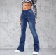 Factory direct sales, 2025 spring and summer new European and American cross-border washed jeans for women, slim-fitting, slightly flared pants Factory direct sales, 2025 spring and summer new European and American cross-border washed jeans for women, slim-fitting, slightly flared pants