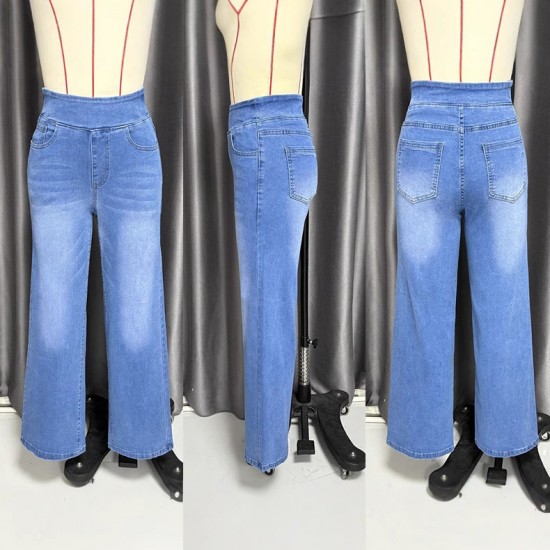 2025 American water Washed long wide-leg women's trousers, new multi-color slim straight-leg denim pants in stock.