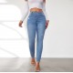 Factory Direct Foreign Trade Jeans for Women: Spring 2024 Elastic High-Waisted Slimming Raw-Edge Straight-Leg Pants Factory Direct Foreign Trade Jeans for Women: Spring 2024 Elastic High-Waisted Slimming Raw-Edge Straight-Leg Pants