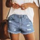 Ripped denim shorts for women, European and American cross-border summer new high-waisted A-line slimming, washed, raw-edged, stylish hot pants Ripped denim shorts for women, European and American cross-border summer new high-waisted A-line slimming, washed, raw-edged, stylish hot pants