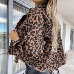 2025 new European and American spring and autumn denim jackets, leopard print, long-sleeved, short, loose-fitting, casual jackets for women, now in stock. 2025 new European and American spring and autumn denim jackets, leopard print, long-sleeved, short, loose-fitting, casual jackets for women, now in stock.