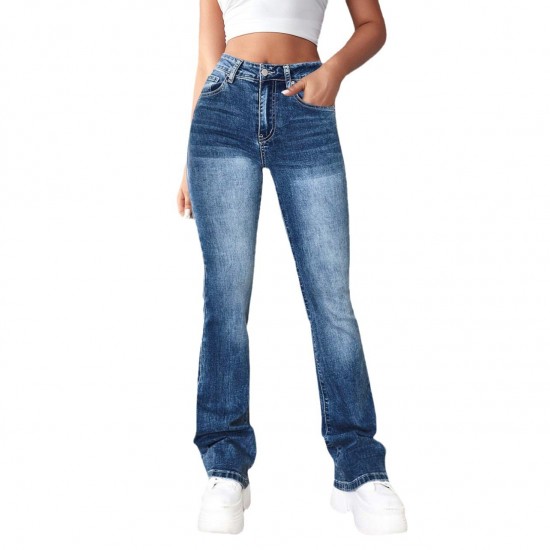 Factory direct sales: 2025 cross-border European and American retro hot girl jeans, tight-fitting, high-elastic flared pants for women, in stock Factory direct sales: 2025 cross-border European and American retro hot girl jeans, tight-fitting, high-elastic flared pants for women, in stock