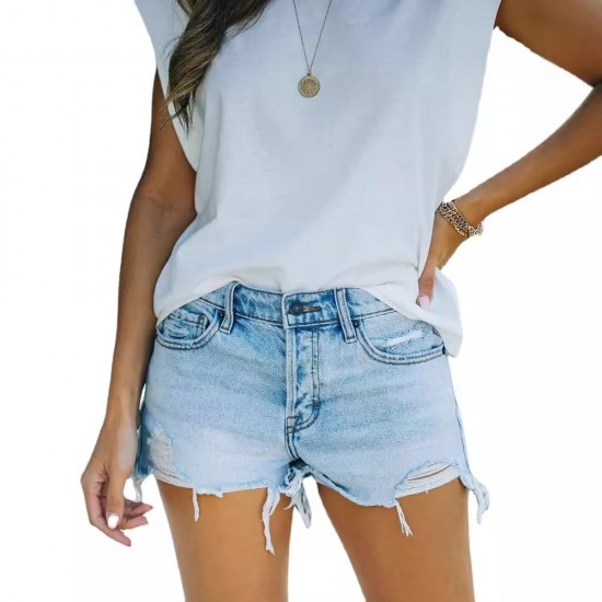2023 summer new women's denim shorts, slim-fit, ripped, raw-edge, creative jeans in stock on Amazon (USA) EYBA 2023 summer new women's denim shorts, slim-fit, ripped, raw-edge, creative jeans in stock on Amazon (USA) EYBA