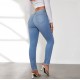 Factory Direct Foreign Trade Jeans for Women: Spring 2024 Elastic High-Waisted Slimming Raw-Edge Straight-Leg Pants Factory Direct Foreign Trade Jeans for Women: Spring 2024 Elastic High-Waisted Slimming Raw-Edge Straight-Leg Pants