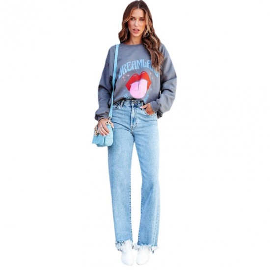 Amazon 2025 Cross-Border Loose Casual Jeans for Women: Fashionable, Simple Tassel Straight-Leg Pants Amazon 2025 Cross-Border Loose Casual Jeans for Women: Fashionable, Simple Tassel Straight-Leg Pants