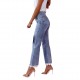 Amazon 2024 European and American cross-border high-waisted slim-fit flared jeans for women with a fresh, lace-trimmed hem