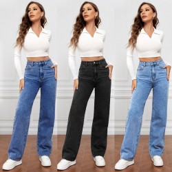 2025 new cross-border European and American high-waisted washed women's jeans, Amazon's fashionable and versatile long straight-leg pants. 2025 new cross-border European and American high-waisted washed women's jeans, Amazon's fashionable and versatile long straight-leg pants.