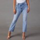 2025 European and American new cross-border foreign trade stretch straight-leg jeans for women, stylish commuter-friendly ripped washed trousers 2025 European and American new cross-border foreign trade stretch straight-leg jeans for women, stylish commuter-friendly ripped washed trousers