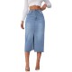 Factory direct sales, foreign trade, 2025 American retro non-stretch denim shorts Women's midi-length slit skirt